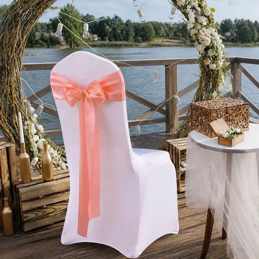 Satin Chair Sashes 278cm x 18cm Stain Resistant Machine Washable for Weddings Banquets Parties