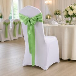 Grass Green Satin Table Runner & Chair Sash for Events