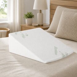 Wedge Pillow Memory Foam Support Back Legs Lounging Incline 25cm White
