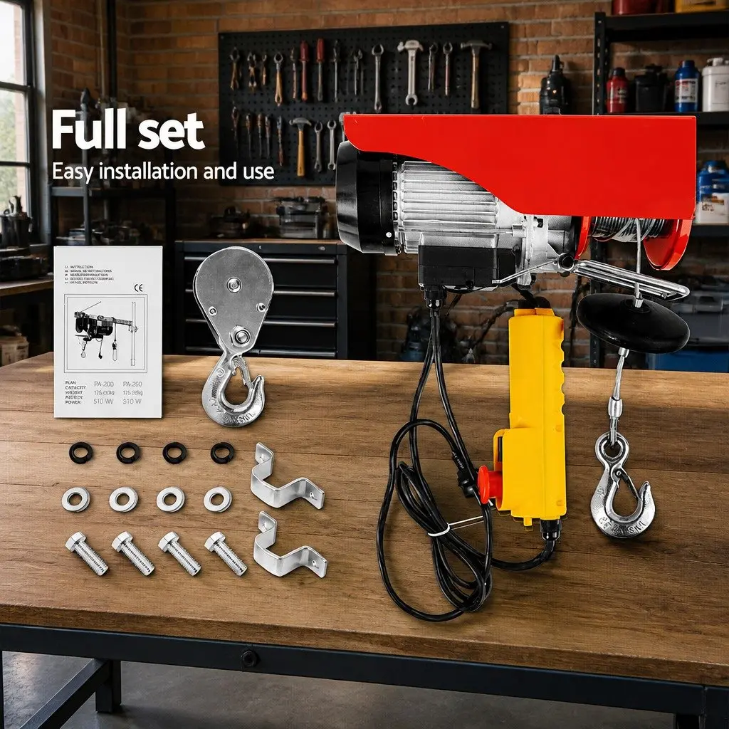 Electric Hoist Winch 125KG 18M Cable Remote Control Lifting Tool