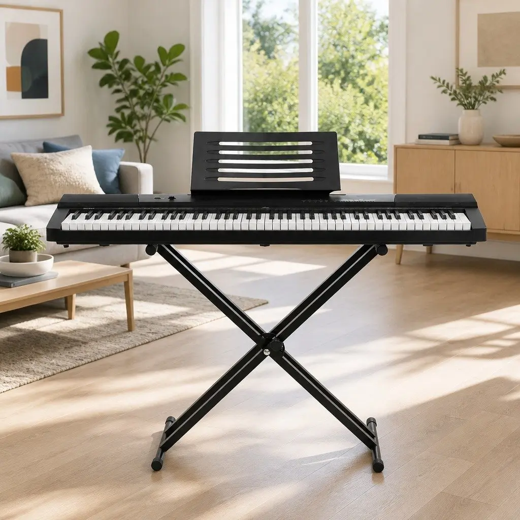 88 Key Electronic Piano Keyboard Touch Sensitive with Adjustable Stand and Sustain Pedal
