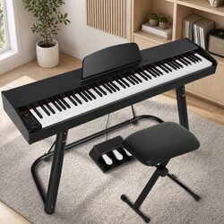 88 Keys Electronic Piano Keyboard Digital Weighted Semi Keys Music Stand Stool