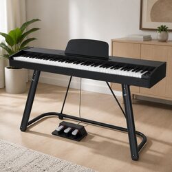 88 Keys Electronic Piano Keyboard Digital Electric Semi-Weighted Black Stand