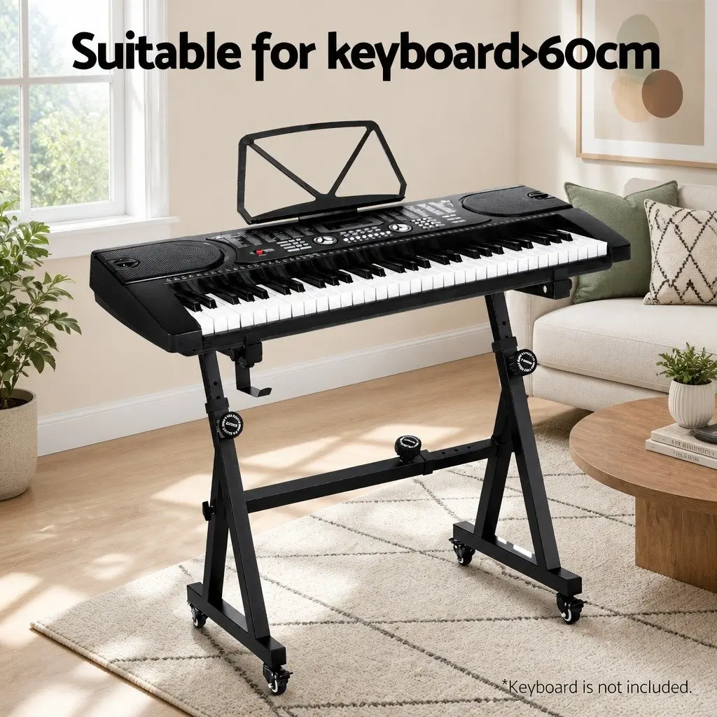 Adjustable Piano Stand Z-Frame Heavy Duty with Lockable Wheels Black