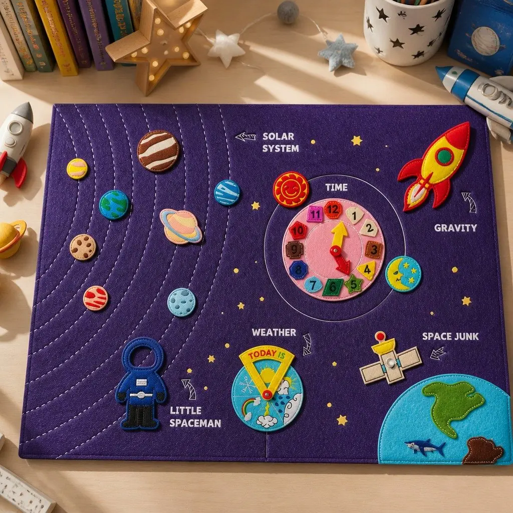 Interactive Busy Book for Kids Ages 4-6 Learning Universe 16 Pages