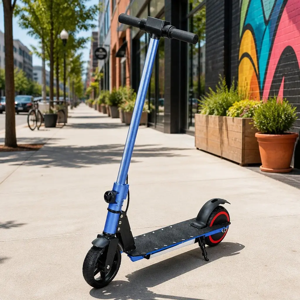 Electric Scooter 130W Foldable Portable LED Light Blue
