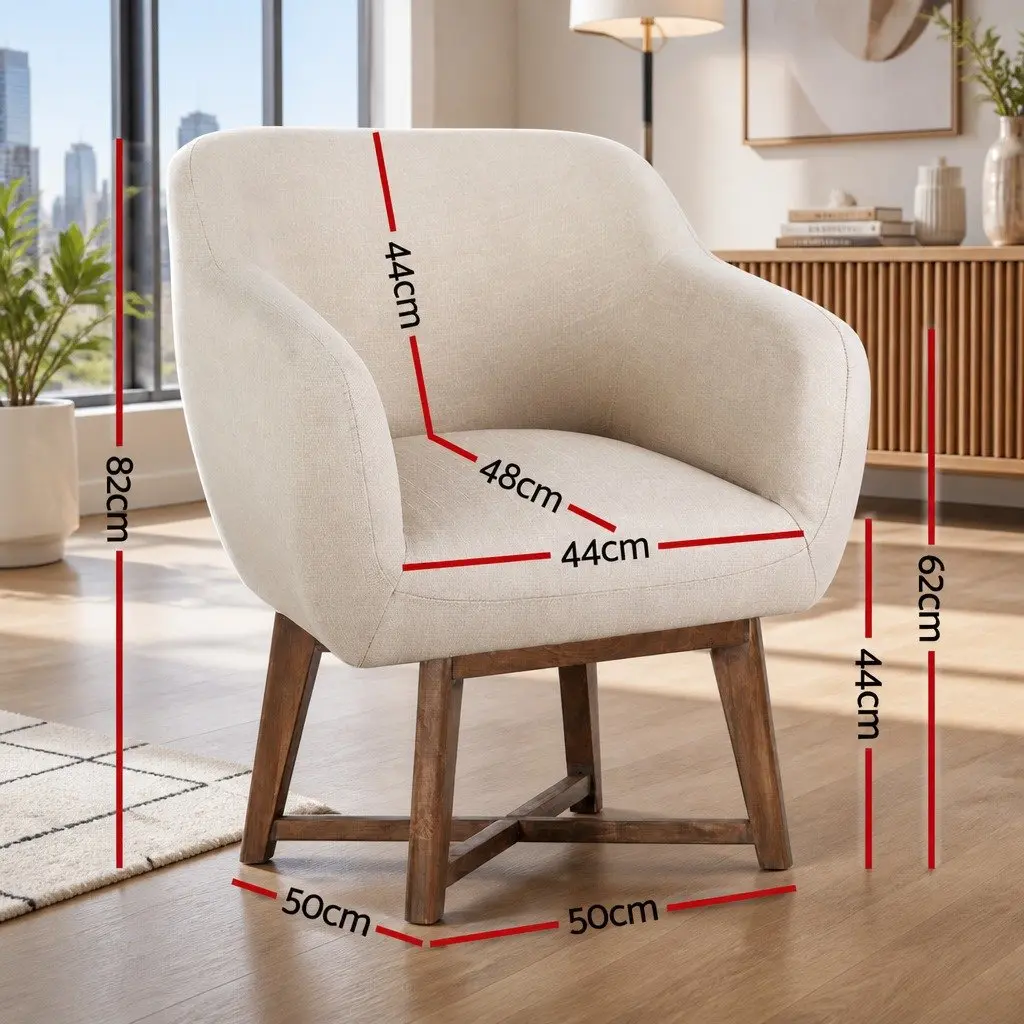 Armchair Beige Criss-Cross Base Modern Accent Lounge Seat