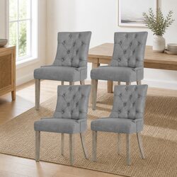 Enhance Your Dining Experience with 4 Grey Linen Chairs