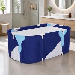 Navy Blue Portable Foldable Bathtub Spa for Home Relaxation
