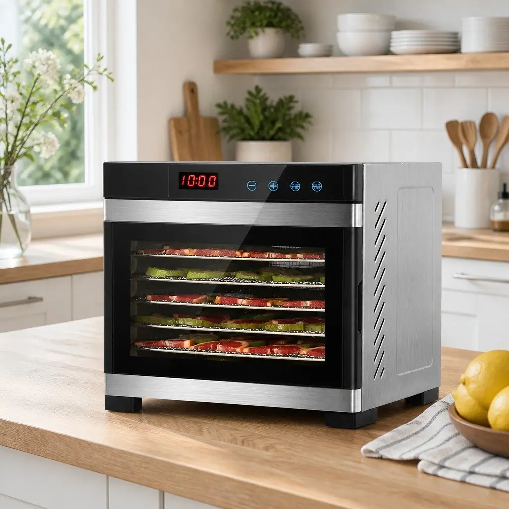 Food Dehydrator 6 Trays Stainless Steel LCD Touch Control Digital Temperature Adjustable Timer