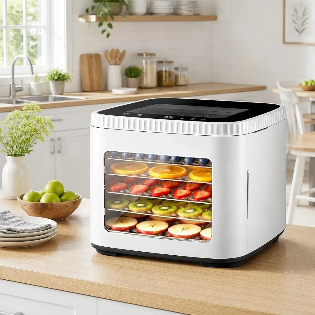 Food Dehydrator 5 Tray Compact Benchtop Adjustable Temperature LED Touch Control