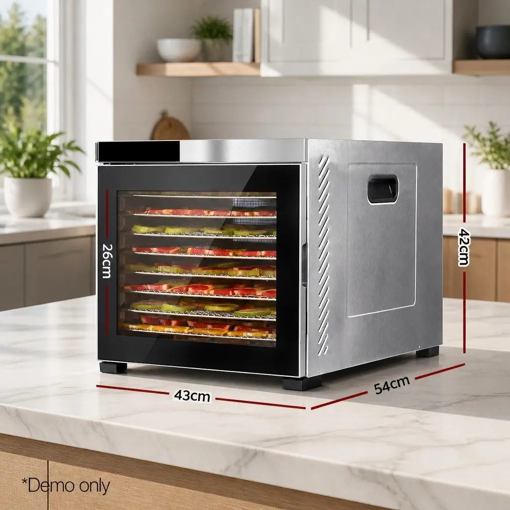 Food Dehydrator 10 Trays Stainless Steel Digital LCD Touch Control Adjustable Timer