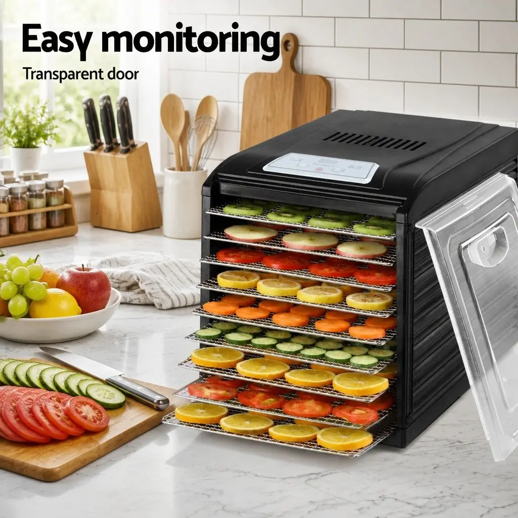 Food Dehydrator 9 Stainless Steel Trays LCD Touch Control Adjustable Timer
