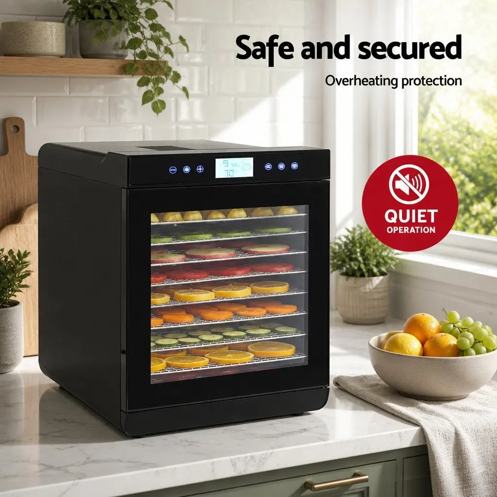 Food Dehydrator 10 Trays Stainless Steel Digital Temperature Control Adjustable Timer