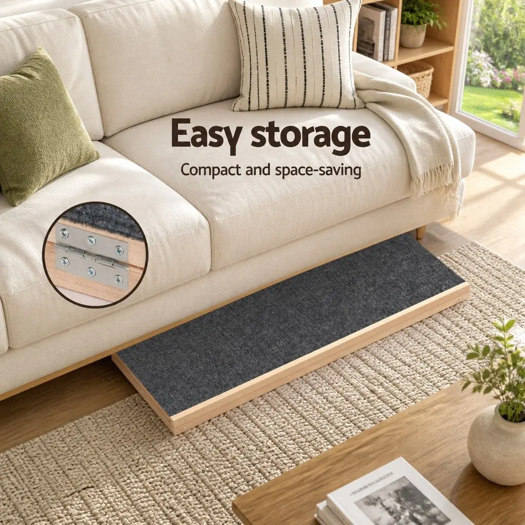 Dog Ramp Steps 100cm Adjustable Height Wooden Foldable Pet Stairs for Bed Sofa Car