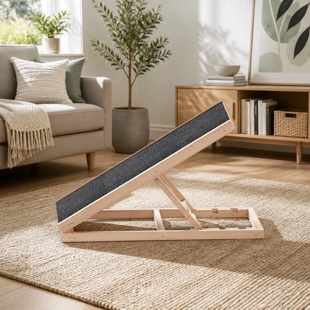 Dog Ramp Steps 70cm Adjustable Height Wooden Foldable Pet Stairs for Bed Sofa Car