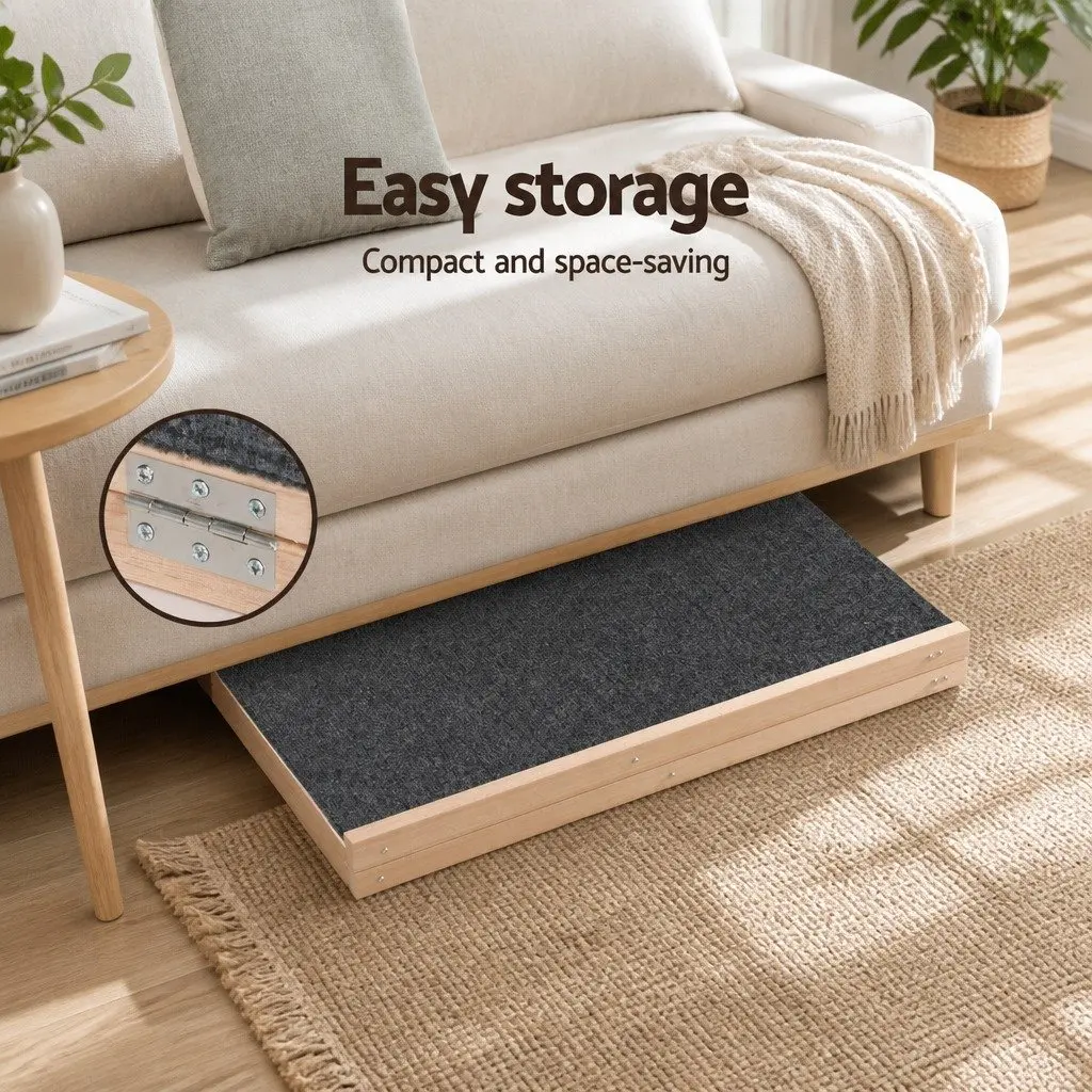 Dog Ramp Steps 70cm Adjustable Height Wooden Foldable Pet Stairs for Bed Sofa Car