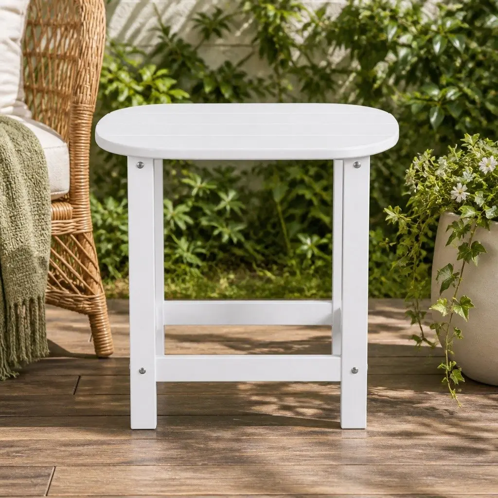 Outdoor Coffee Side Table White Patio Furniture Garden Desk Camping Weatherproof