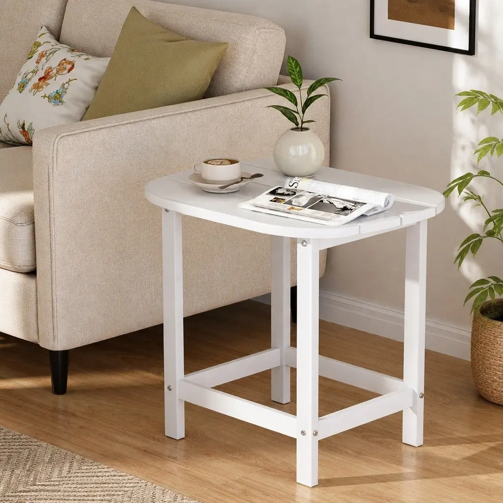 Outdoor Coffee Side Table White Patio Furniture Garden Desk Camping Weatherproof