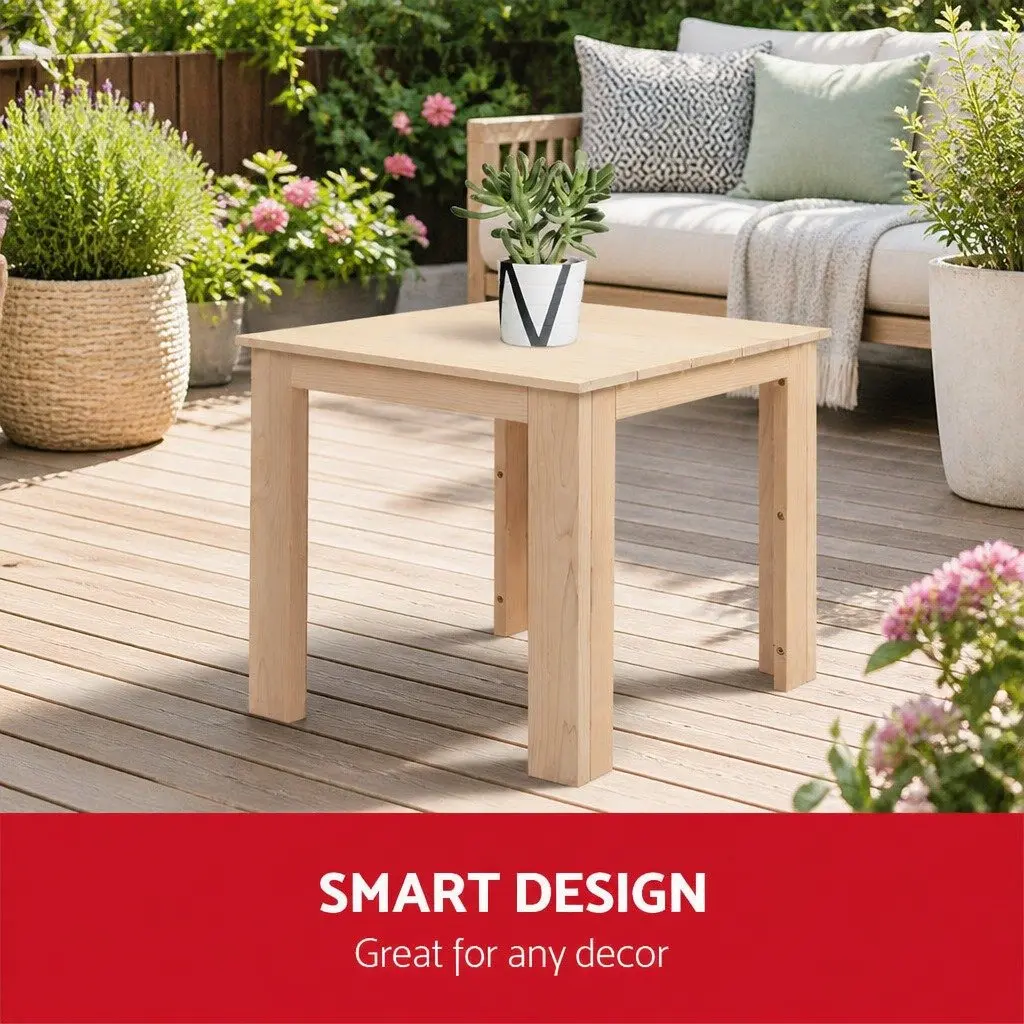 Wooden Side Table 44.6cm Natural Light Wood Indoor Outdoor Coffee Lamp Desk
