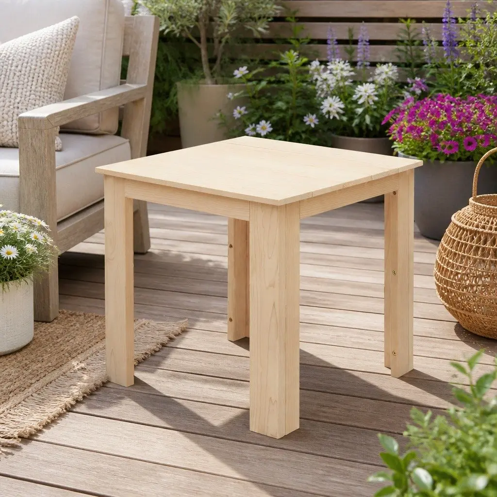 Wooden Side Table 44.6cm Natural Light Wood Indoor Outdoor Coffee Lamp Desk