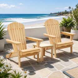 Adirondack Folding Chairs and Side Table Set for Outdoor Use