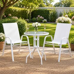 Enhance Your Outdoor Space with 3PC Bistro Set - White