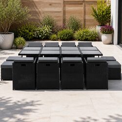 Elegant Outdoor Dining Set with 13 Wicker Pieces