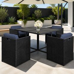 Stylish 5-Seater Wicker Dining Set for Outdoor Living