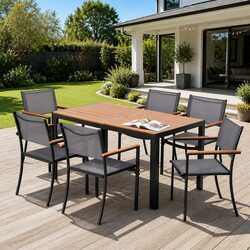 7PCS Outdoor Dining Set Table and Chairs Patio Garden Furniture Bistro Black