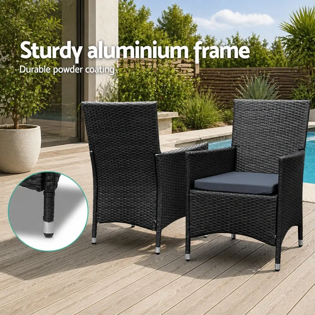 Outdoor Dining Set 9 Piece Wicker Lounge Chairs Table Black Garden Furniture