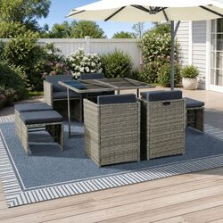 Enhance Your Outdoor Space with a 9-Piece Wicker Dining Set