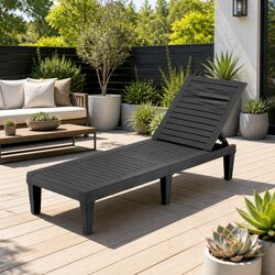 Outdoor Chaise Lounge Chair Adjustable Recliner Patio Furniture Black