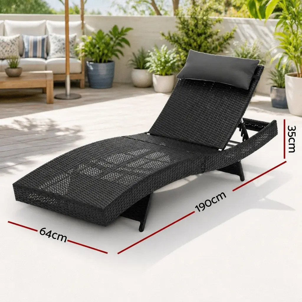 Sun Lounge Adjustable Backrest Wicker Lounger Outdoor Furniture