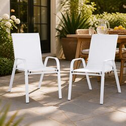 Enhance Your Patio with White Stackable Lounge Chairs