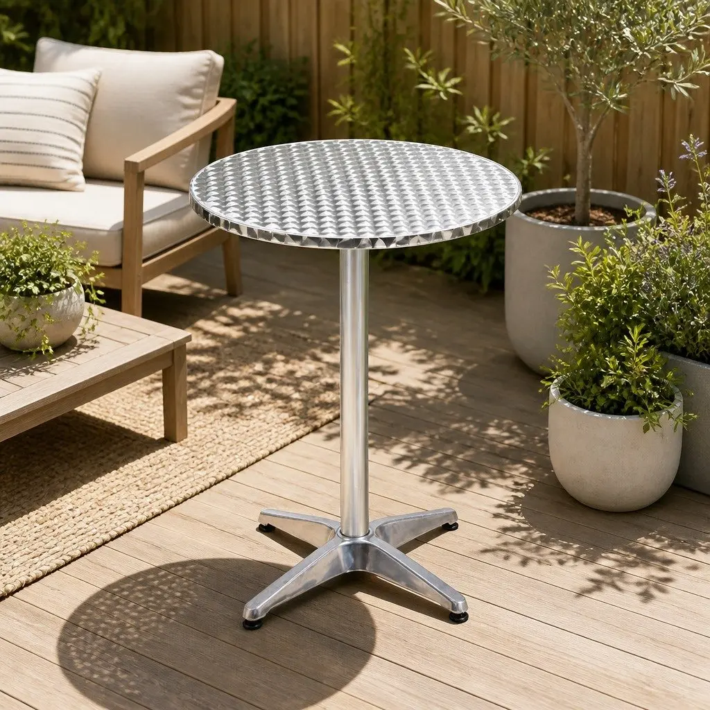 Set of 6 Outdoor Bar Tables Round Adjustable Height 70cm 110cm Foldable Patio