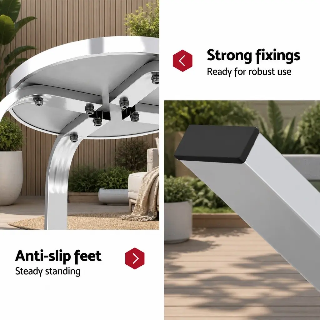 Outdoor Bar Set 3-Piece Bistro Table Round Stools Height-Adjustable Cafe