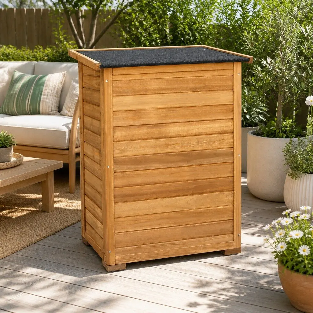 Portable Wooden Garden Storage Cabinet Outdoor Indoor Shelter Adjustable Shelf