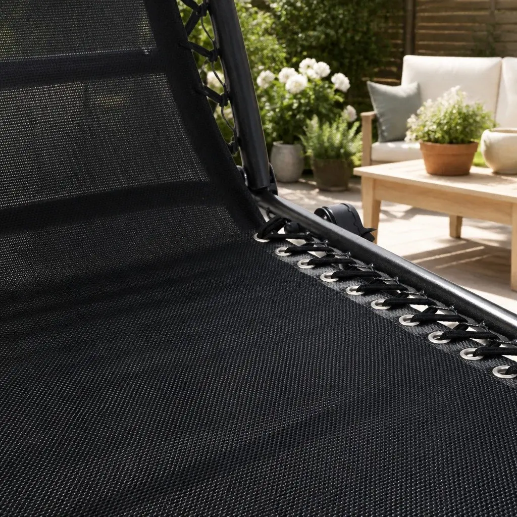 Zero Gravity Reclining Chair 2PC Adjustable Folding Outdoor Lounge Black