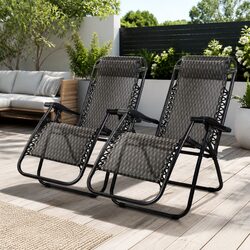 Outdoor Grey Recliner Chairs - 2PC Set