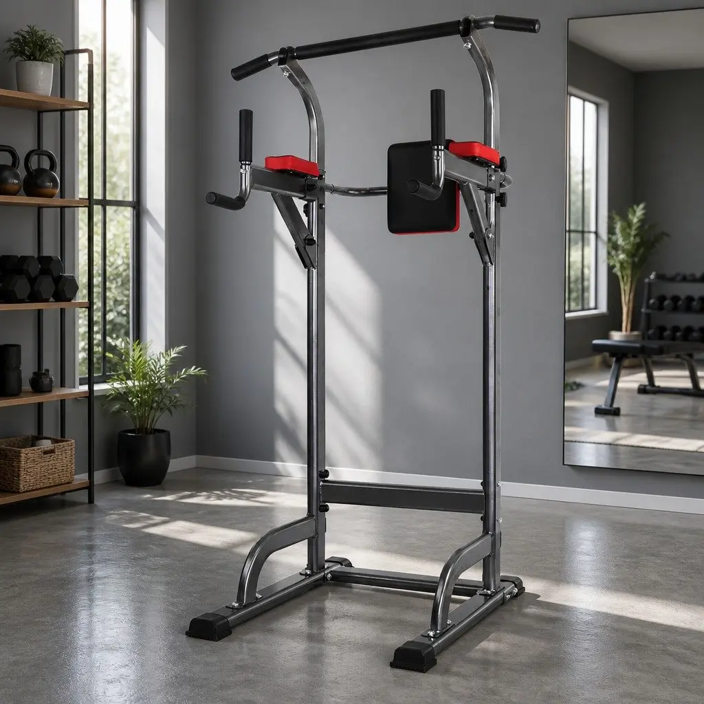 Exercise Tower Adjustable Height 4-in-1 Multi-Function Home Gym for Upper Body and Core Workouts
