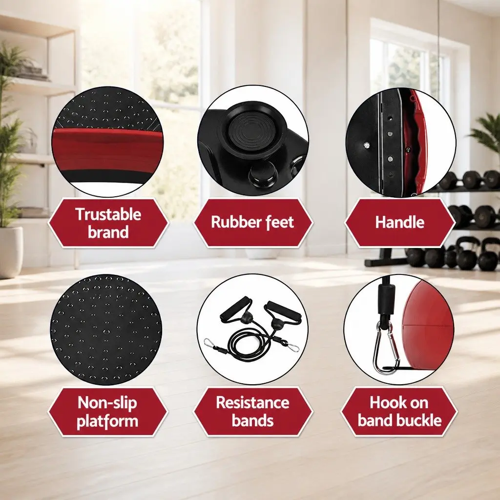 Vibration Exercise Machine Platform Maroon Anti-slip Surface Resistance Bands 99 Speed Levels