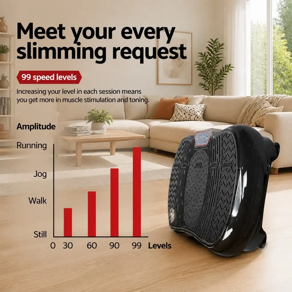 Vibration Machine Platform Home Fitness Exercise Trainer 99 Speed Levels Digital Control Black