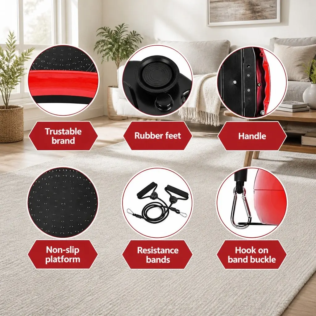 Vibration Exercise Machine Compact Home Fitness Platform with Resistance Bands