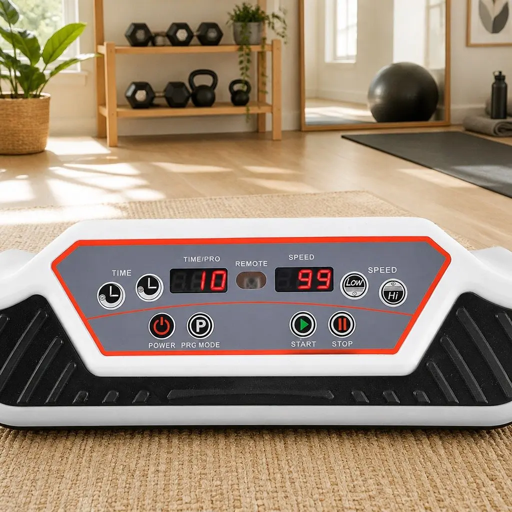 Vibration Machine Platform Home Gym Whole Body Trainer 99 Speed Levels Anti-Slip Surface White