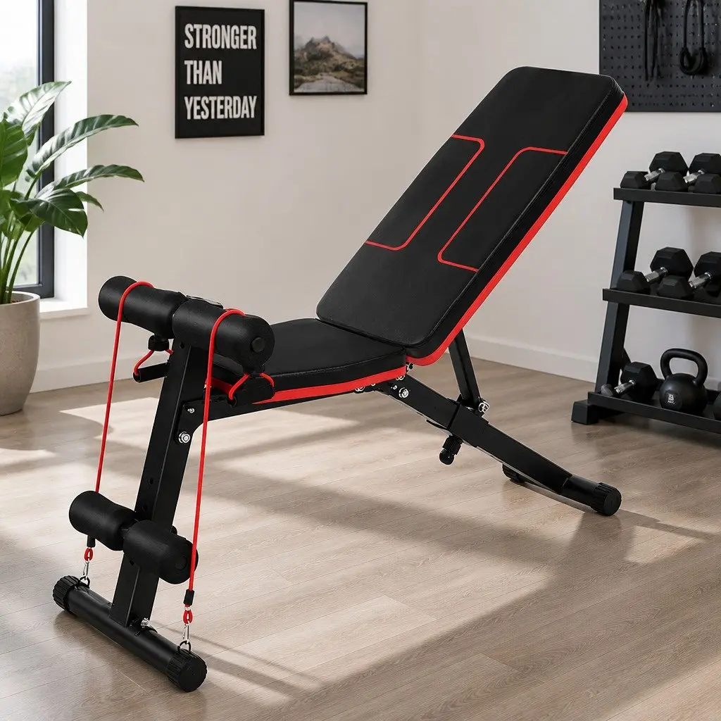 FID Adjustable Weight Bench with 6 Position Backrest for Home Gym Exercise 150kg Capacity Black