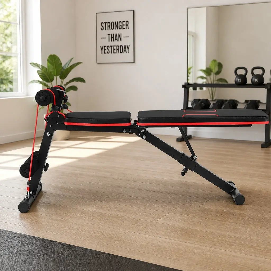 FID Adjustable Weight Bench with 6 Position Backrest for Home Gym Exercise 150kg Capacity Black