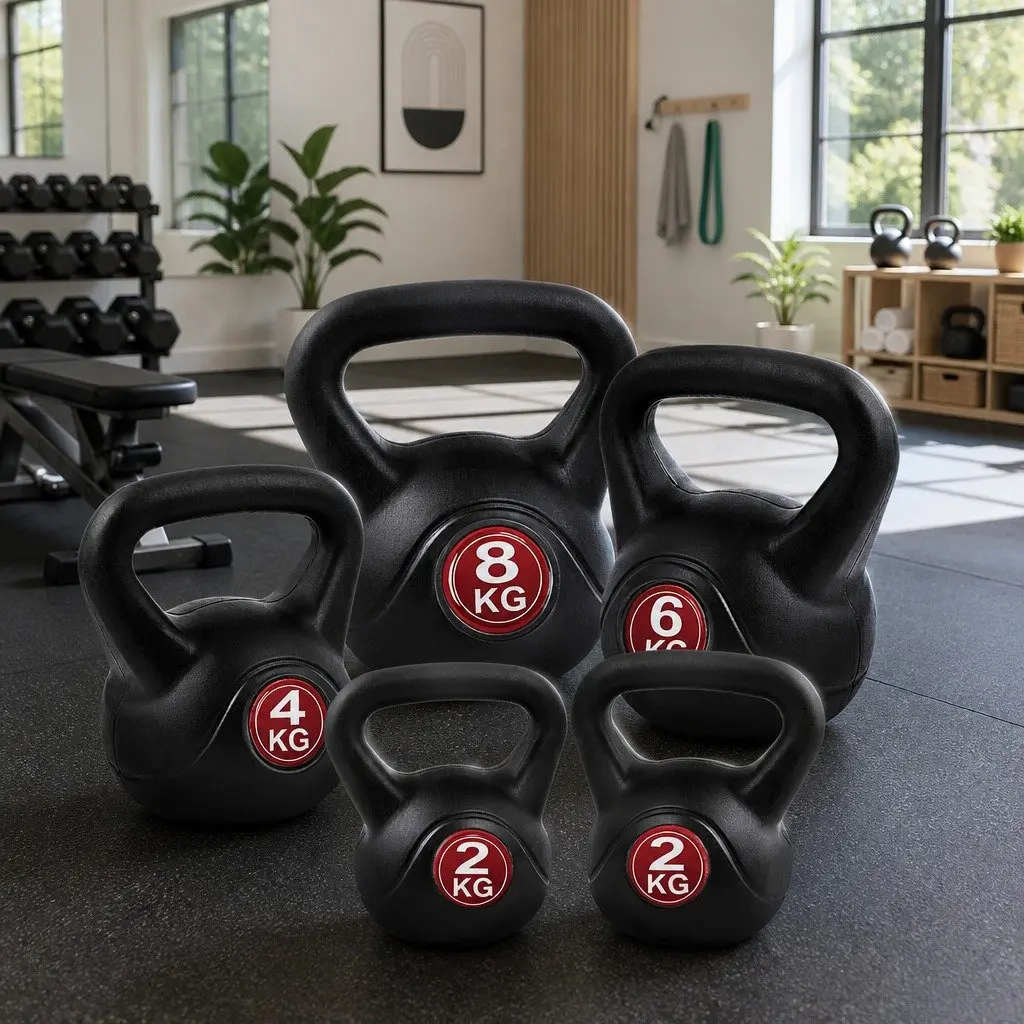 Kettlebell Set 22kg Home Gym Free Weights Anti-Slip Grip Stable Base Rubber Coating