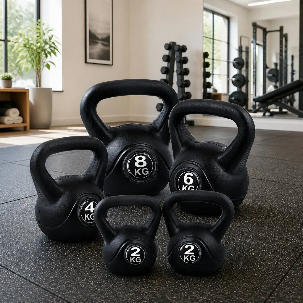 Kettlebell Set 22kg Home Gym Free Weights Anti-Slip Grip Stable Base Rubber Coating