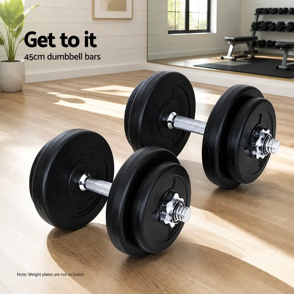 45cm Dumbbell Bar Steel Chrome Plated Home Gym Exercise 150kg Weight Capacity